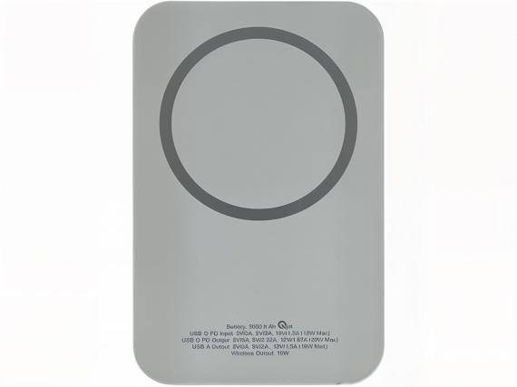Магнитный беспроводной внешний аккумулятор с быстрой зарядкой QC/PD 20 Вт «MagnetIQ», 5000 mAh