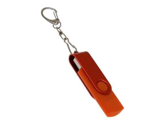 USB 2.0- флешка на 32 Гб с поворотным механизмом и дополнительным разъемом Type-C