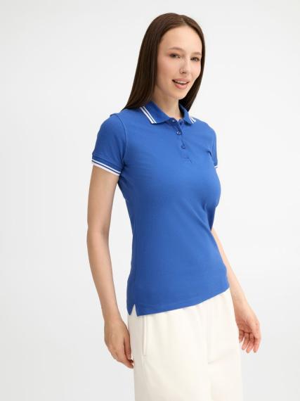 Рубашка поло женская Pasadena Women 200 с контрастной отделкой ярко-синяя с белым, размер S