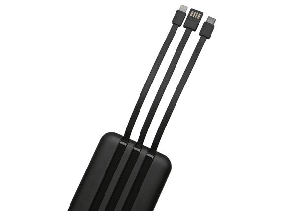 Магнитный беспроводной внешний аккумулятор со встроенными кабелями «Мэни», 10000 мАч