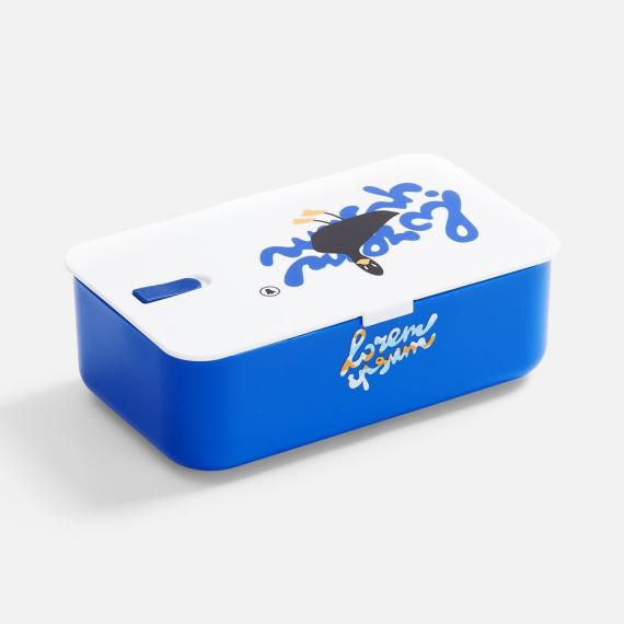 Ланчбокс Lunch Hour, белый с синим