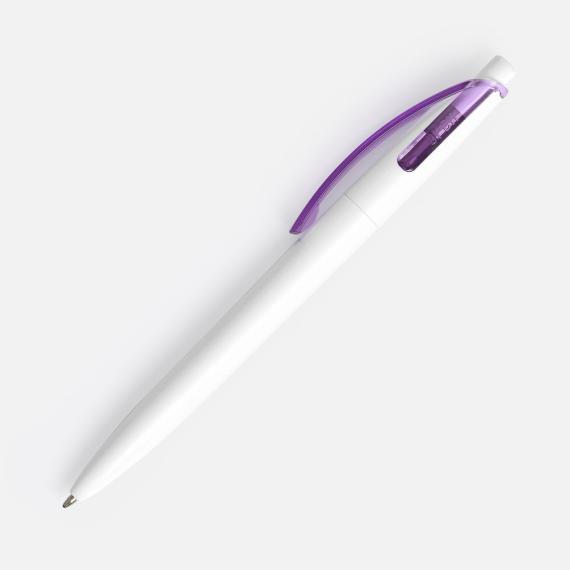 Ручка шариковая Bento, белая с фиолетовым