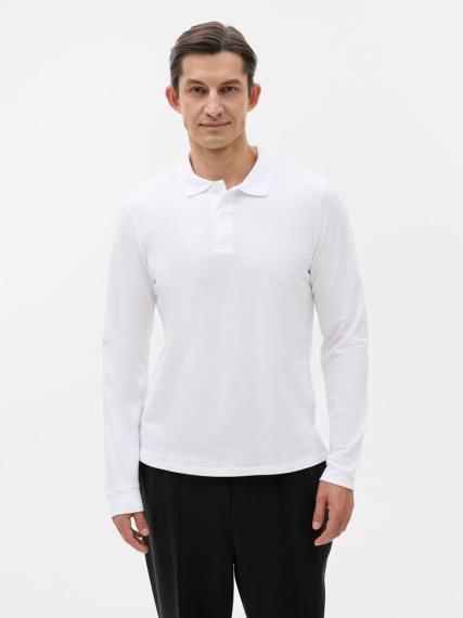 Рубашка поло мужская с длинным рукавом Perfect LSL Men белая, размер M